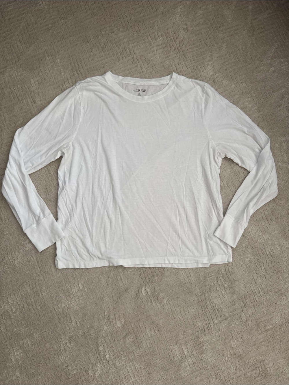 J.Crew Premium Jersey Long Sleeve Crewneck T-Shirt White Size XL